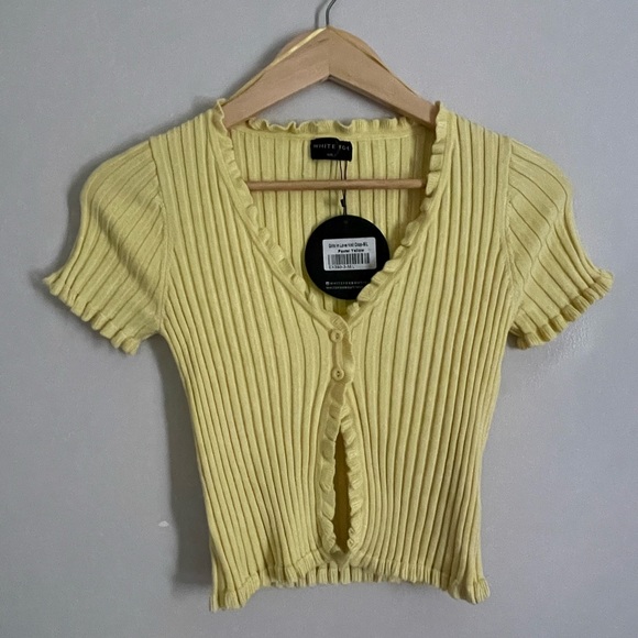 COPY - White Fox Yellow Baby Short-Sleeve Cardigan - Picture 2 of 6